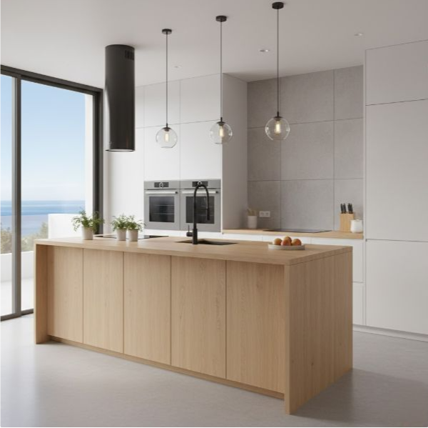 Cocina moderna reformada en blanco