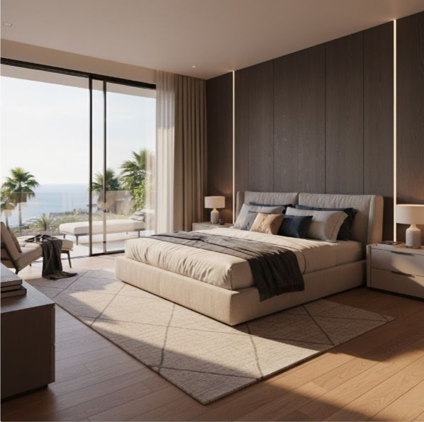 Dormitorio de matrimonio elegante reformado