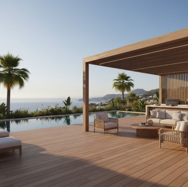 Terraza exterior reformada con madera